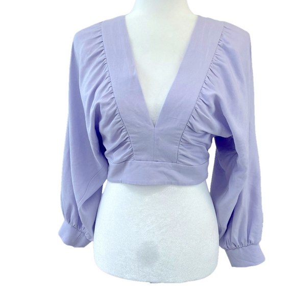 Zara Tops - ZARA Women’s Y2K Linen Blend Dolman Sleeve Top Women’s XS Pastel Purple V-Neck